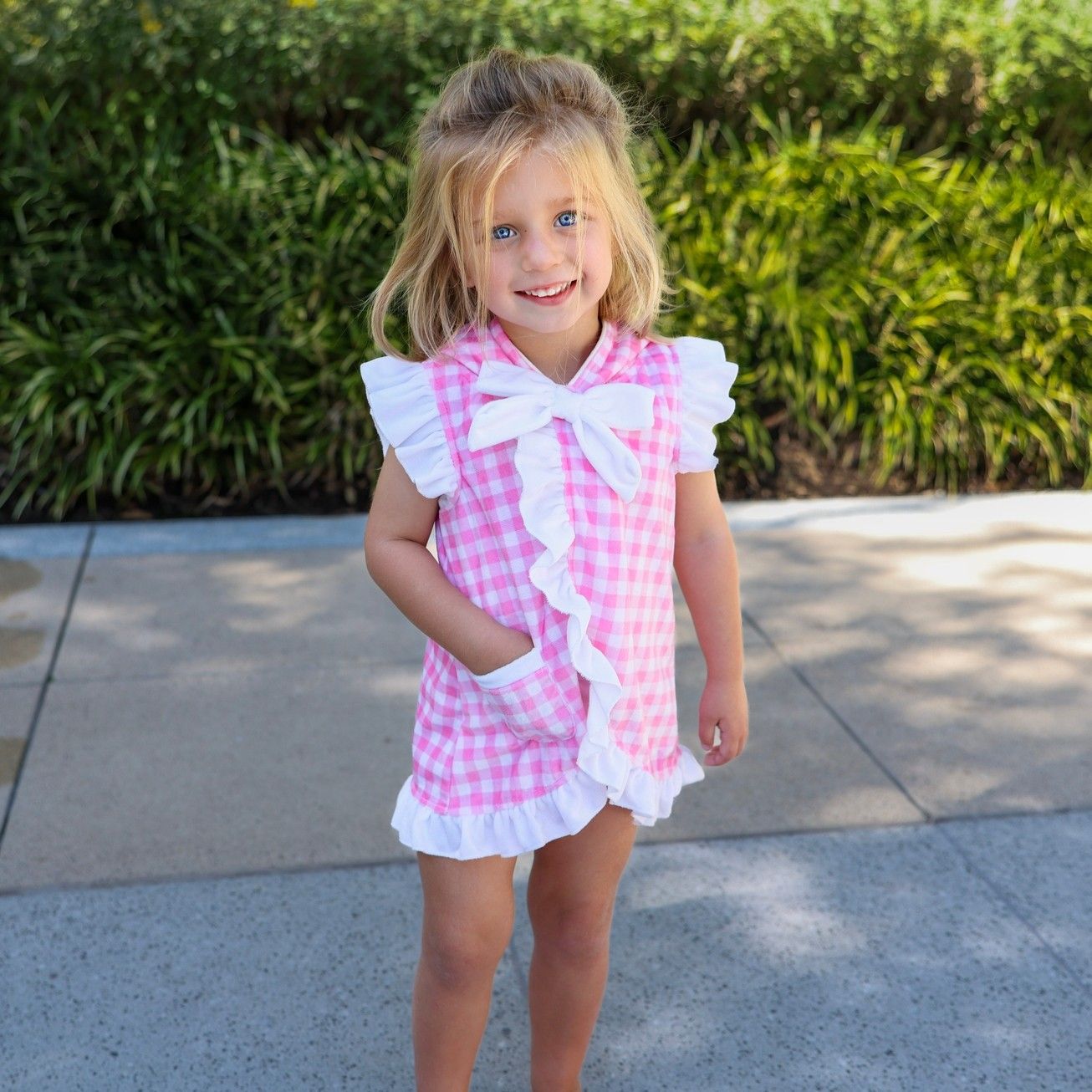SBC Pink Gingham Cover Up with Bow