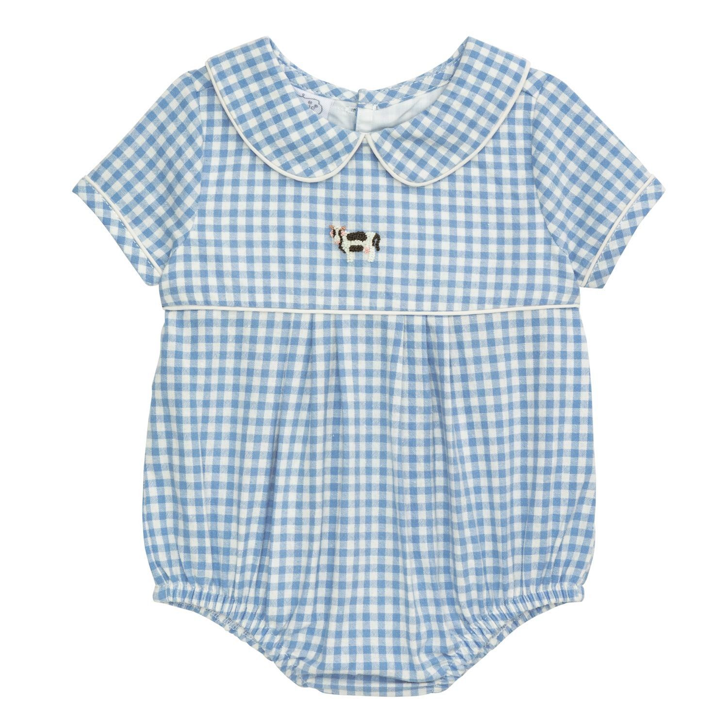 Baby Bubble - Blue Gingham Farm Baby Bubble - Blue Gingham Farm, Baby Bubble Size: 3 Month, Baby Bubble Theme: Cow