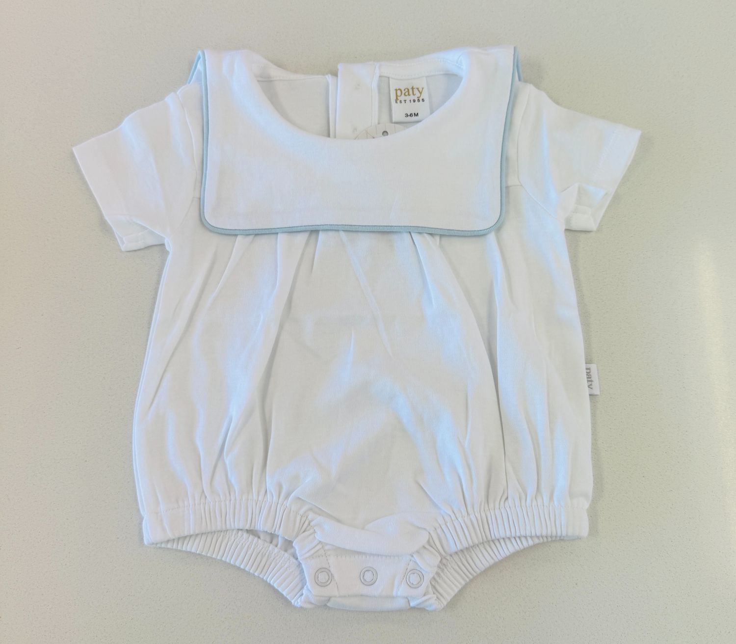 Paty Pima White Bubble with Blue Piping