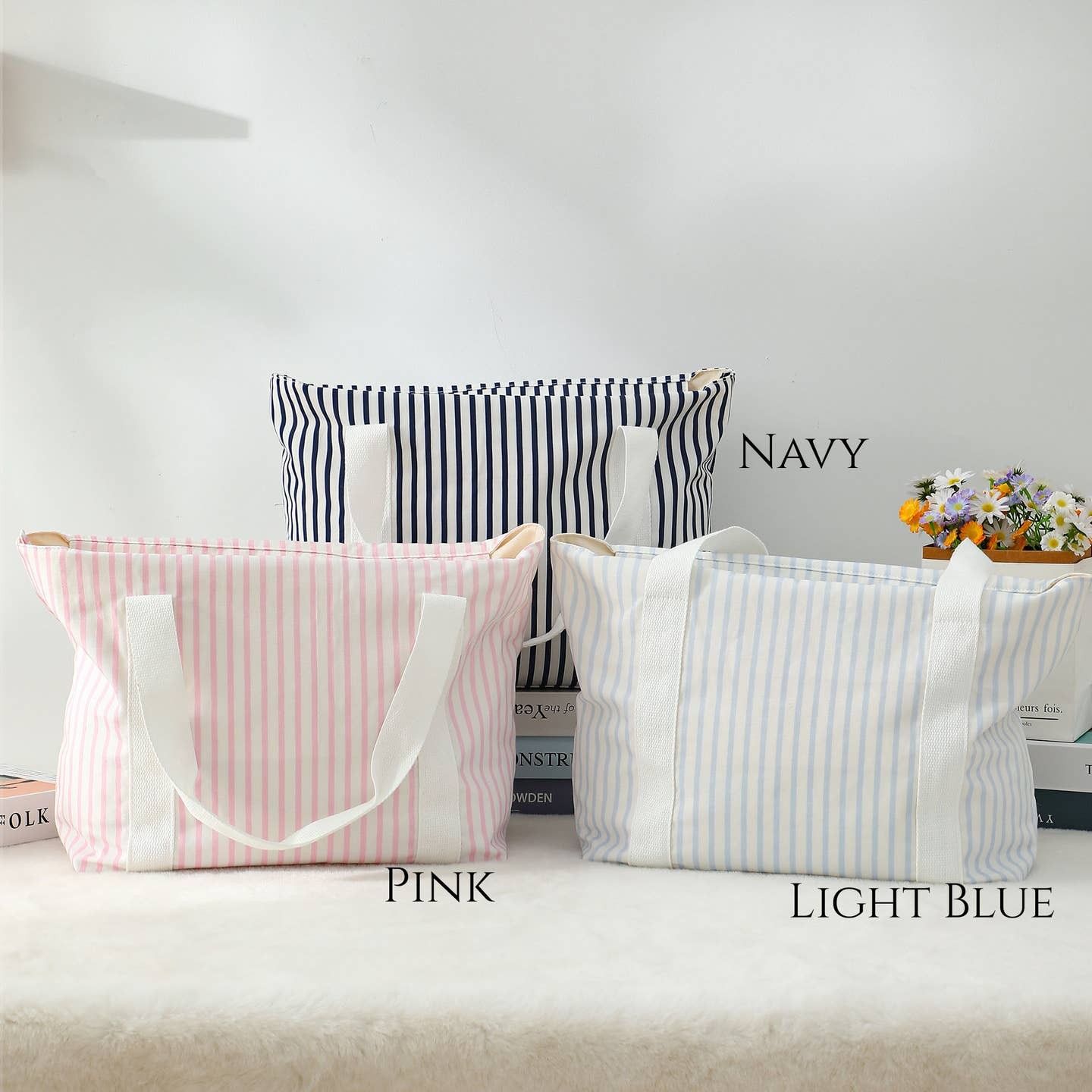 Striped Weekender Duffel, Weekender Color: Pink/White