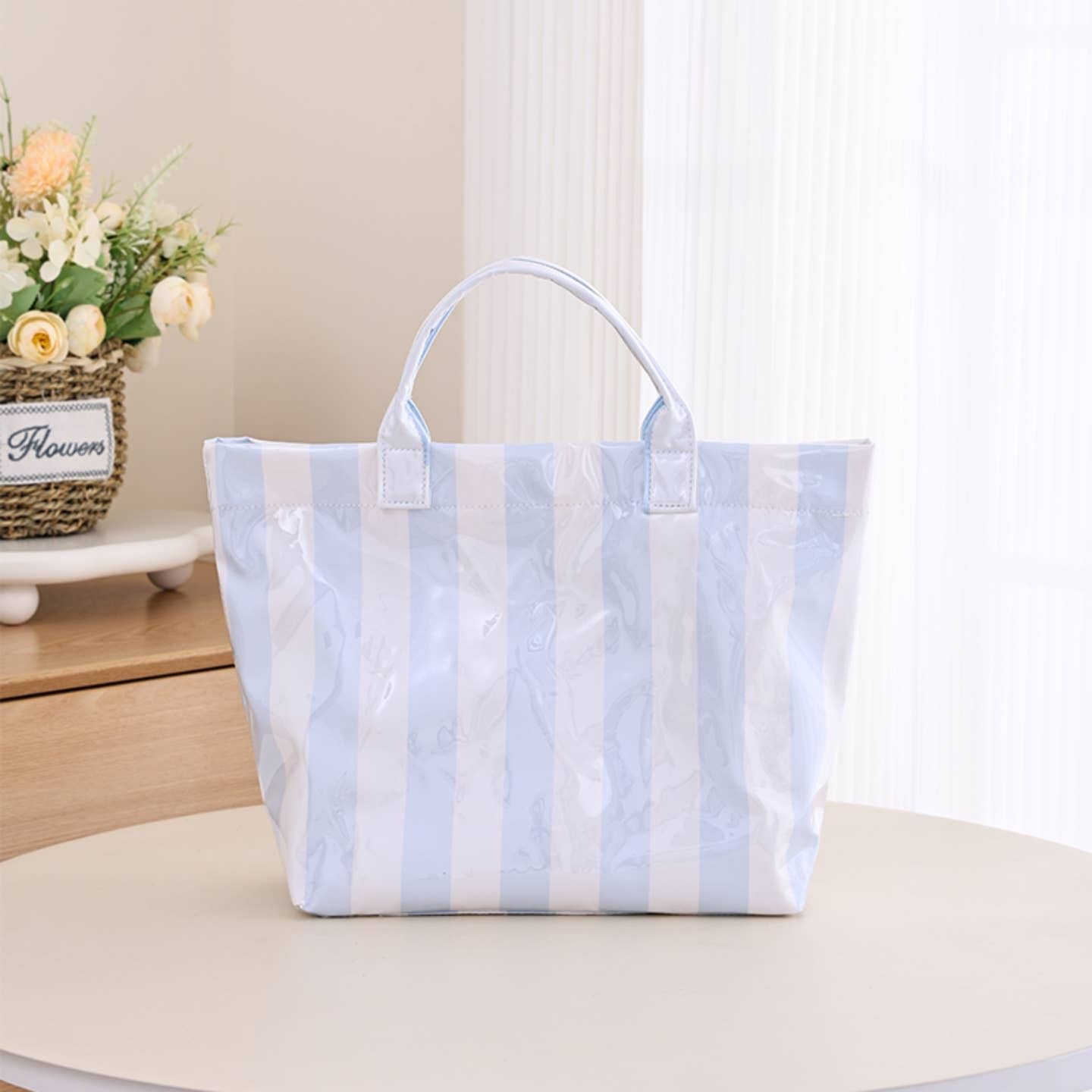 Tote Bag - Waterproof, name: White/Light Blue Stripe