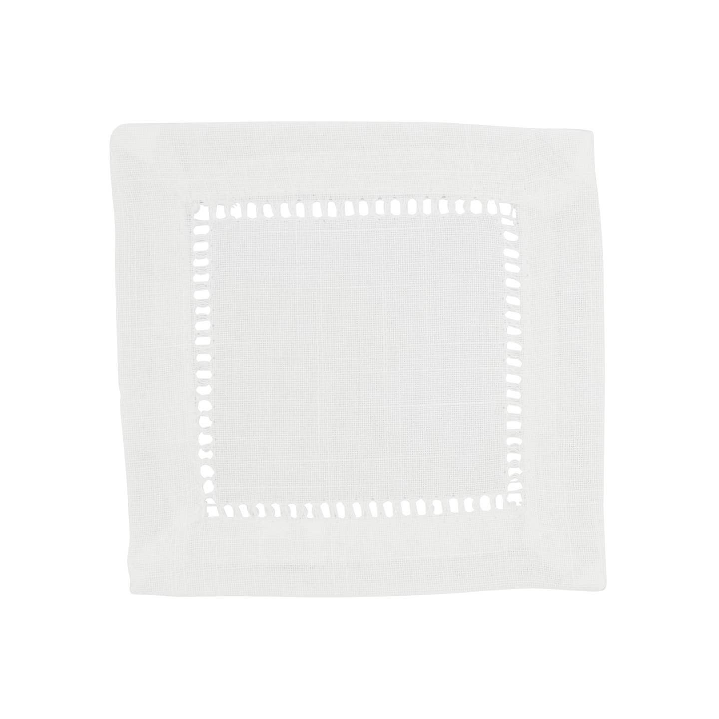 Hemstitched Cocktail Napkin, Cocktail Napkin Color: White