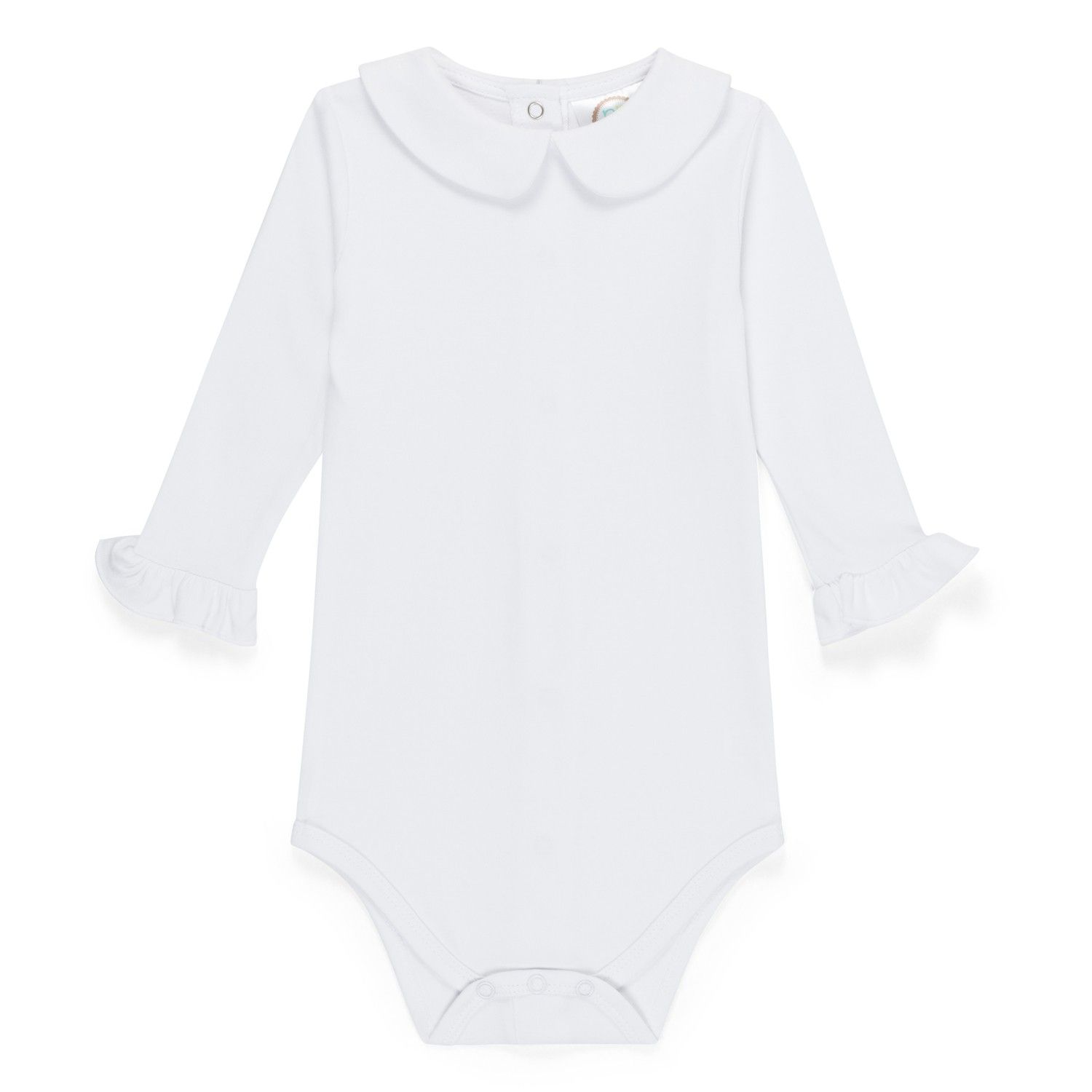 Baby Girl's Long Sleeve Peter Pan Collar Onesie - White