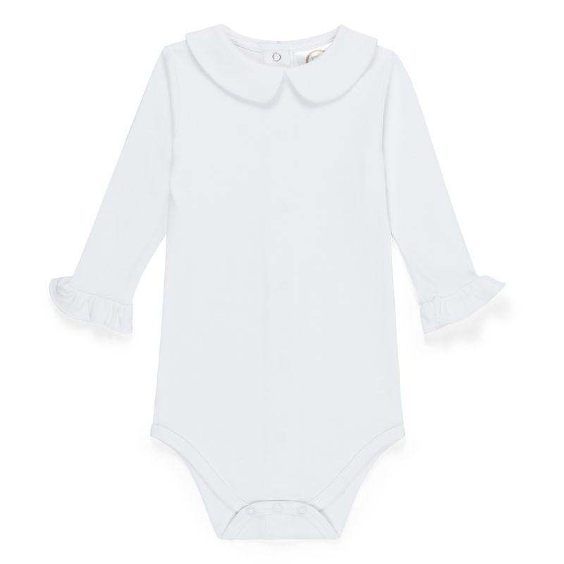 Baby Girl's Long Sleeve Peter Pan Collar Onesie - White