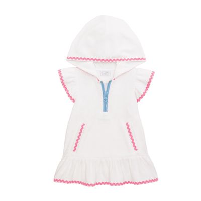 White Coverup with Pink/Blue Ric Rac White Coverup with Pink/Blue Ric Rac