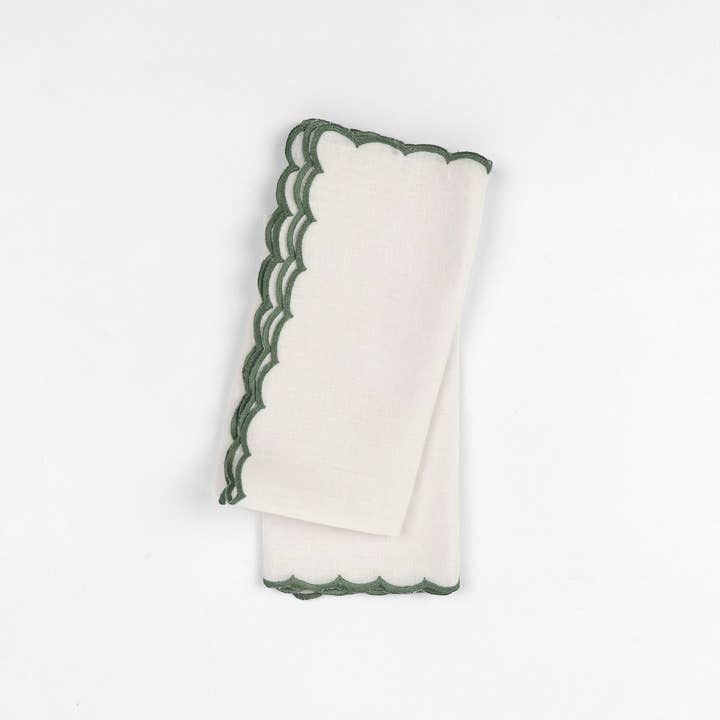 White Scalloped Napkins - Set of 2