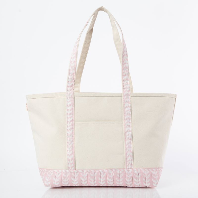 Canvas Boat Tote - Patterned - Large, name: Light Pink/White Vines