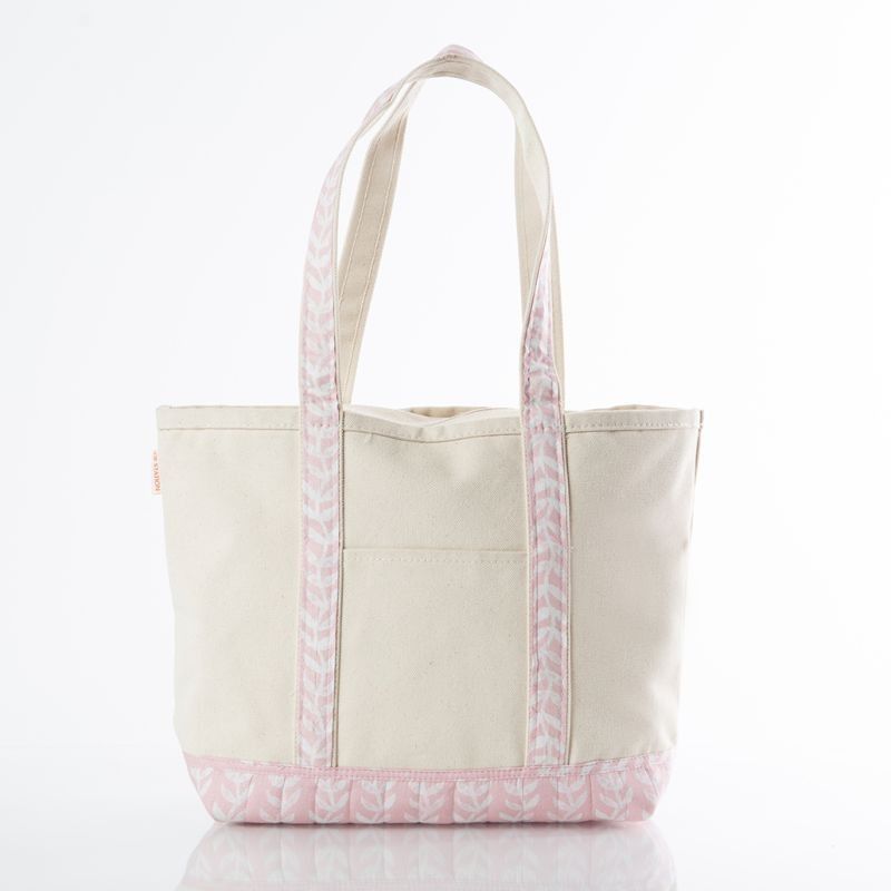 Canvas Boat Tote - Patterned, name: Light Pink/White Vines