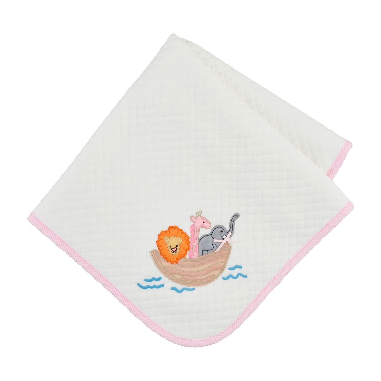 White Quilted Blanket with Applique