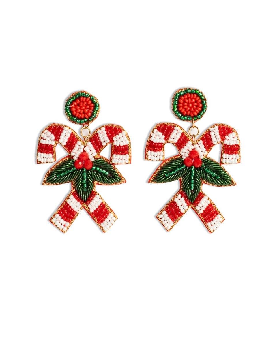 Christmas Beaded Earrings, Design: Candy Cane