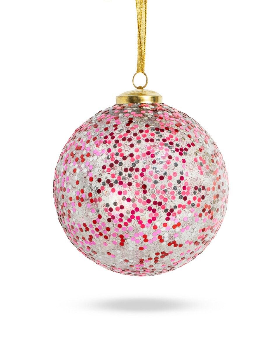 Christmas Ornament - Pink/Red Globe Christmas Ornament - Pink/Red Globe