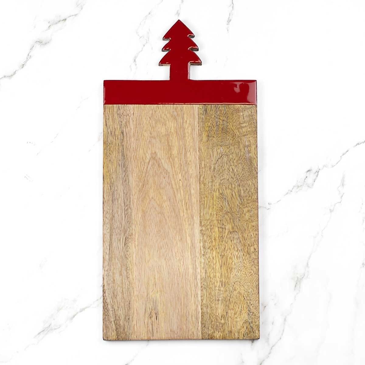 Christmas Tree Handle Serving Board Christmas Tree Handle Serving Board, Handle Color: Red Handle