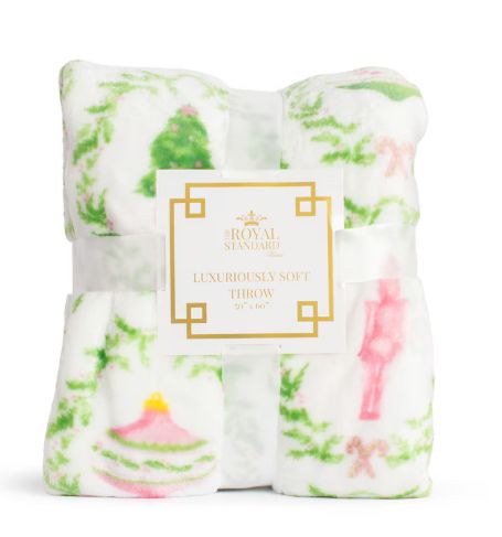 Christmas Throw Blanket - White/Pink/Green
