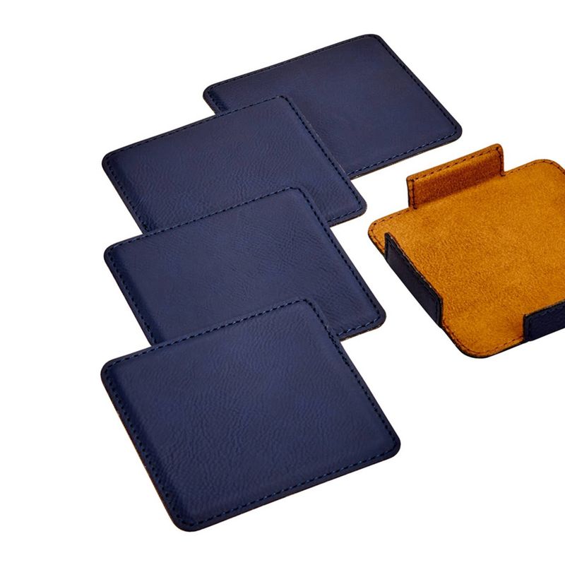 Leather Coasters - Navy - Set of 4
