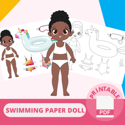 Swimming Pool Paper Doll Set (Doll & Background)