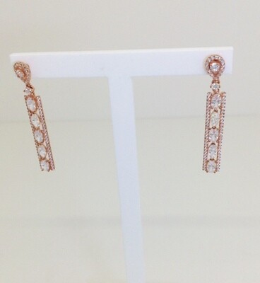 Orecchini argento rose' con zirconi pendenti cm.4
