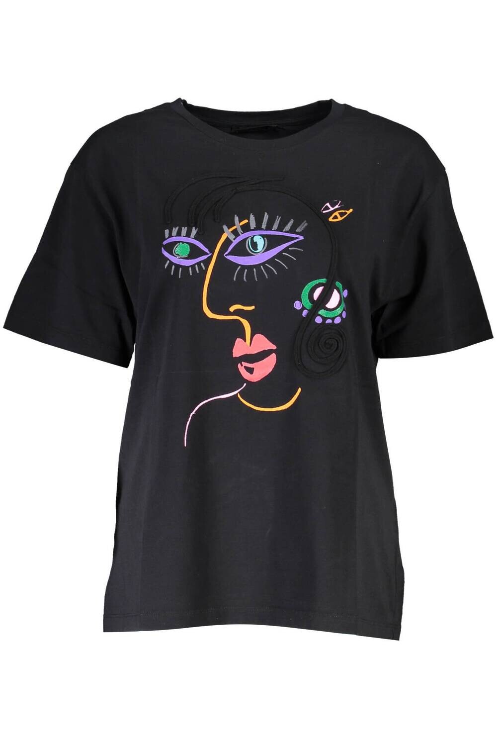 DESIGUAL T-SHIRT MANICHE CORTE DONNA NERO