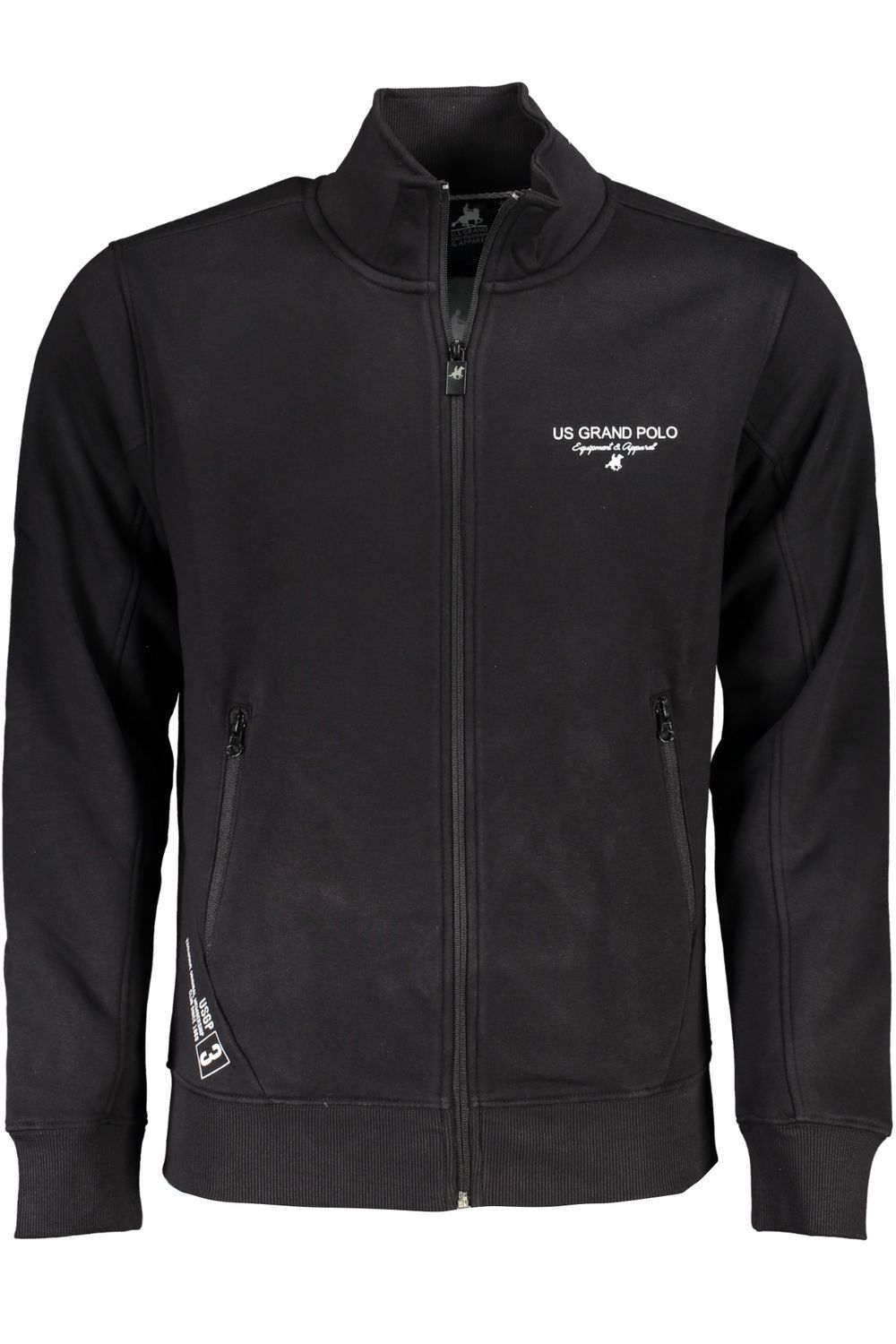 U.S. GRAND POLO FELPA CON ZIP UOMO NERO