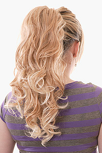 Long layered soft curl clip-on ponytail