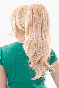 Long layered straight flick clip on ponytail