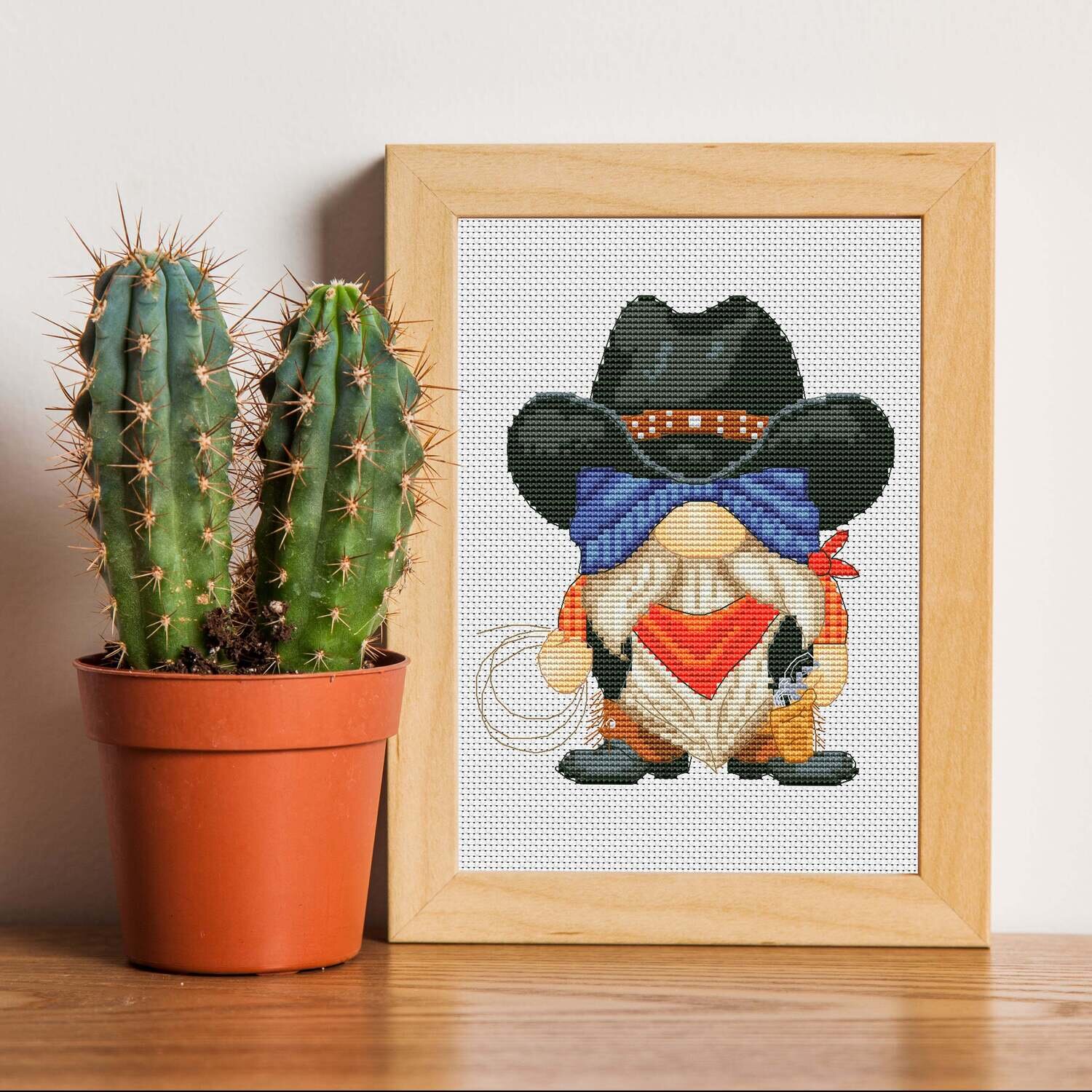 Cowboy , Cross stitch pattern, Gnome cross stitch, Counted cross stitch