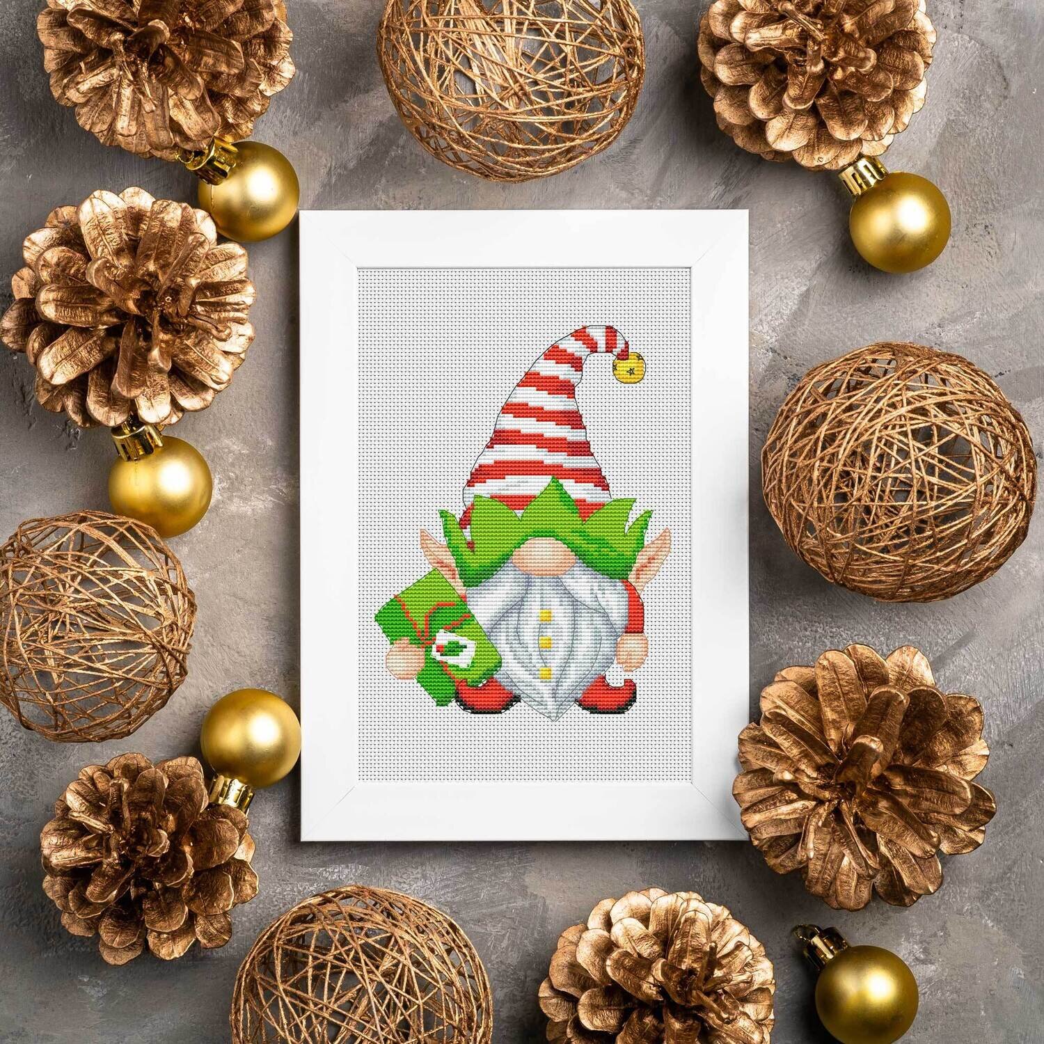 Christmas elf, Cross stitch pattern, Christmas cross stitch, Gnome cross stitch