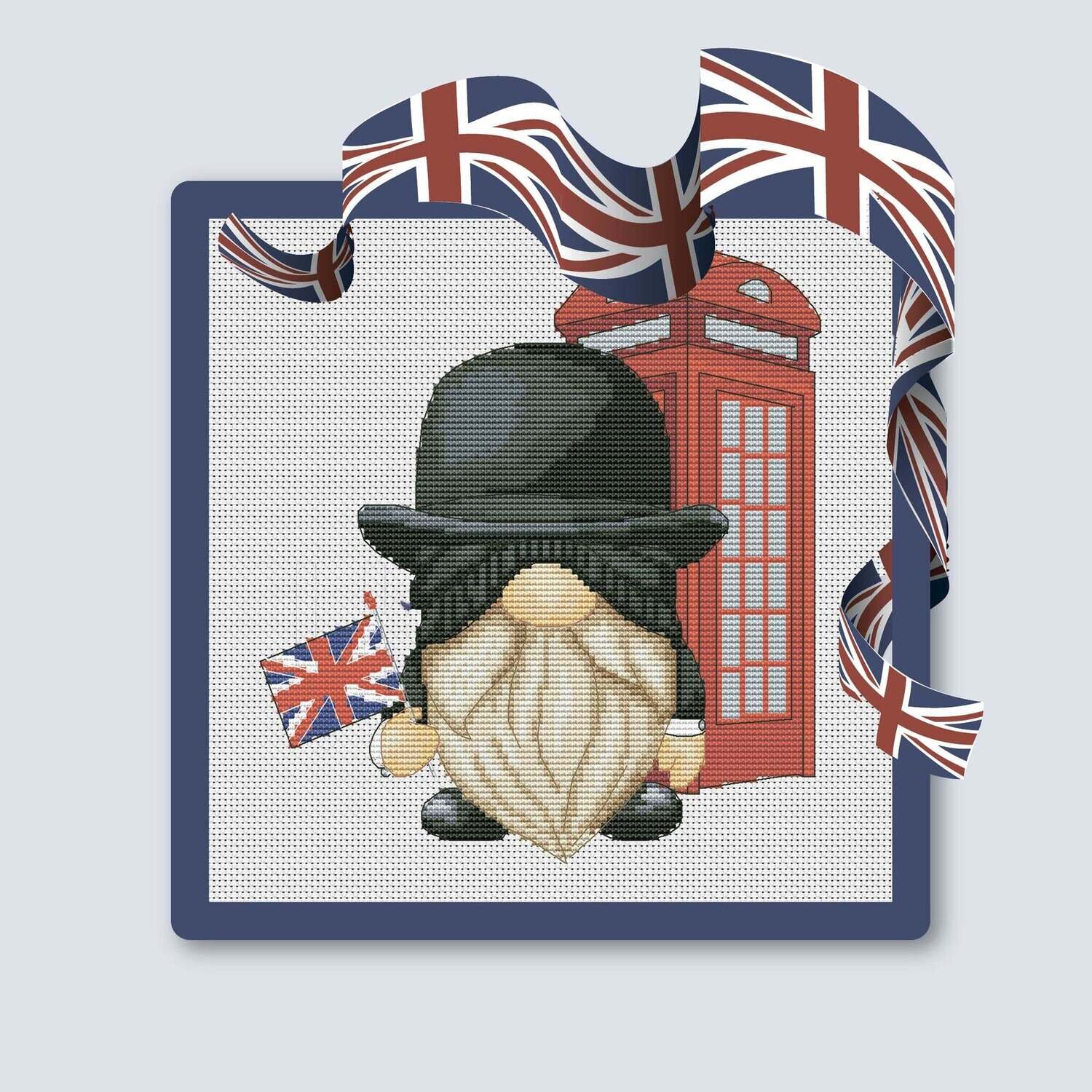 Englishman, Cross stitch pattern, Gnome cross stitch, United Kingdom cross stitch