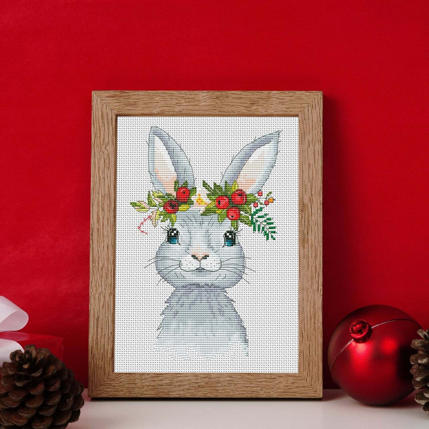 Christmas bunny, Cross stitch pattern, Animal cross stitch, Christmas cross stitch, Bunny cross stitch