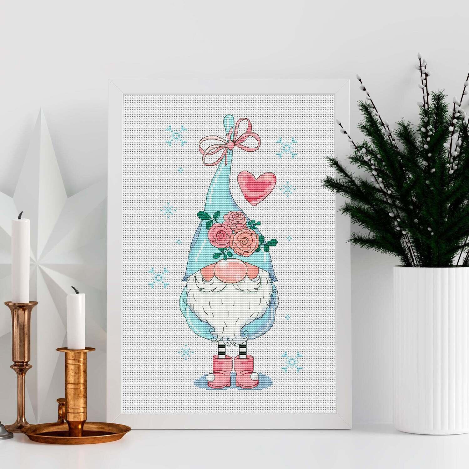 Christmas gnome cross stitch, DIY gnome, gnome patterns, cross stitch pdf