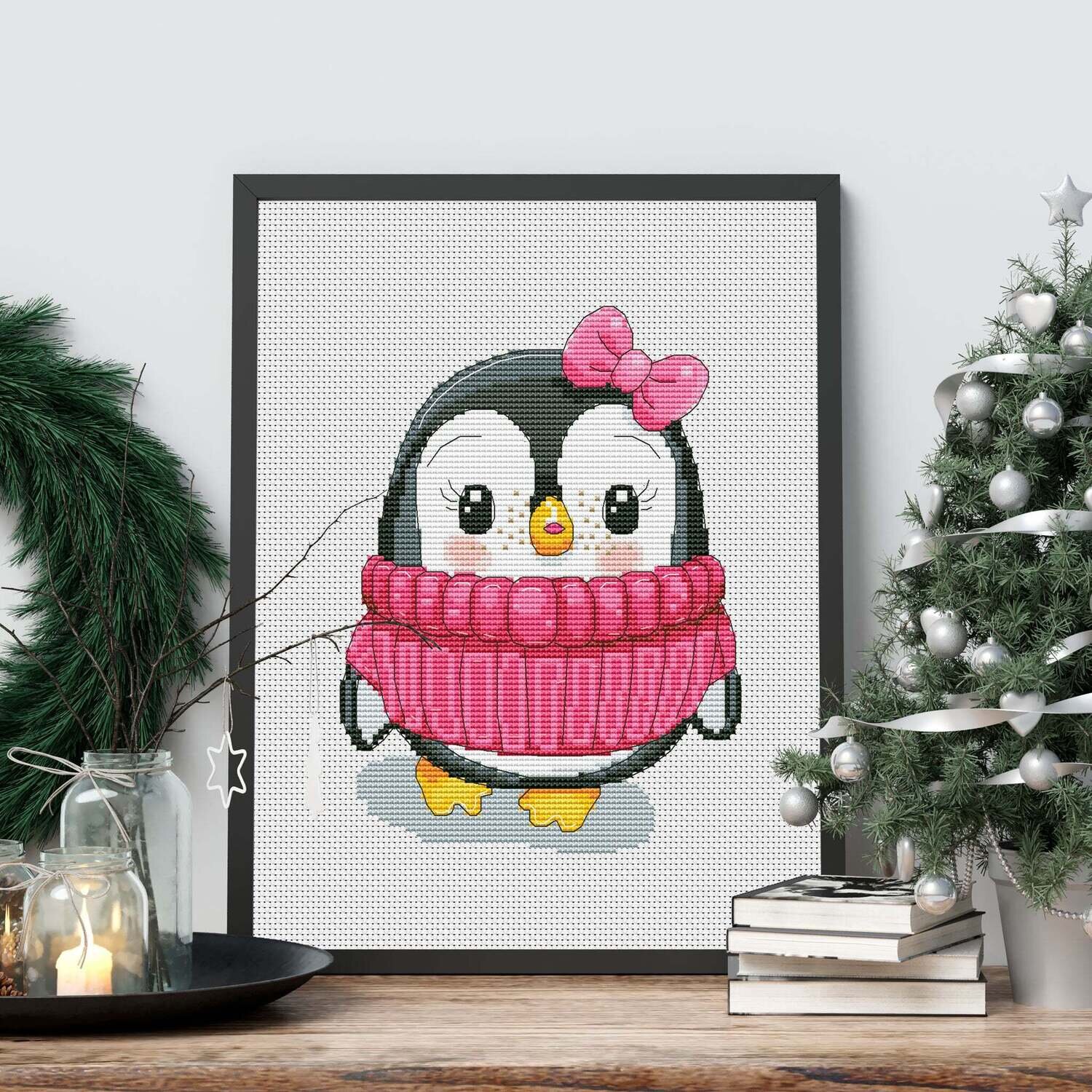 Penguin cross stitch, Christmas stitch, Counted cross stitch, Cross stitch pattern
