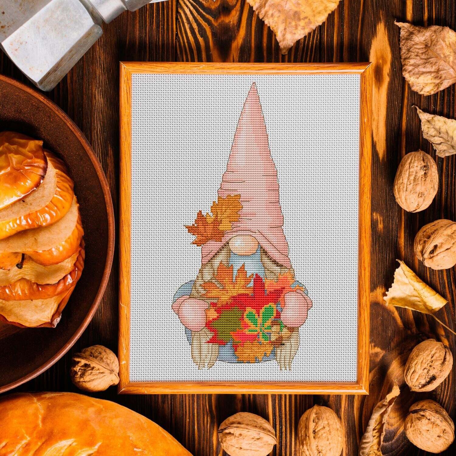 Fall gnome, Cross stitch pattern, Counted cross stitch, DIY Thanksgiving day