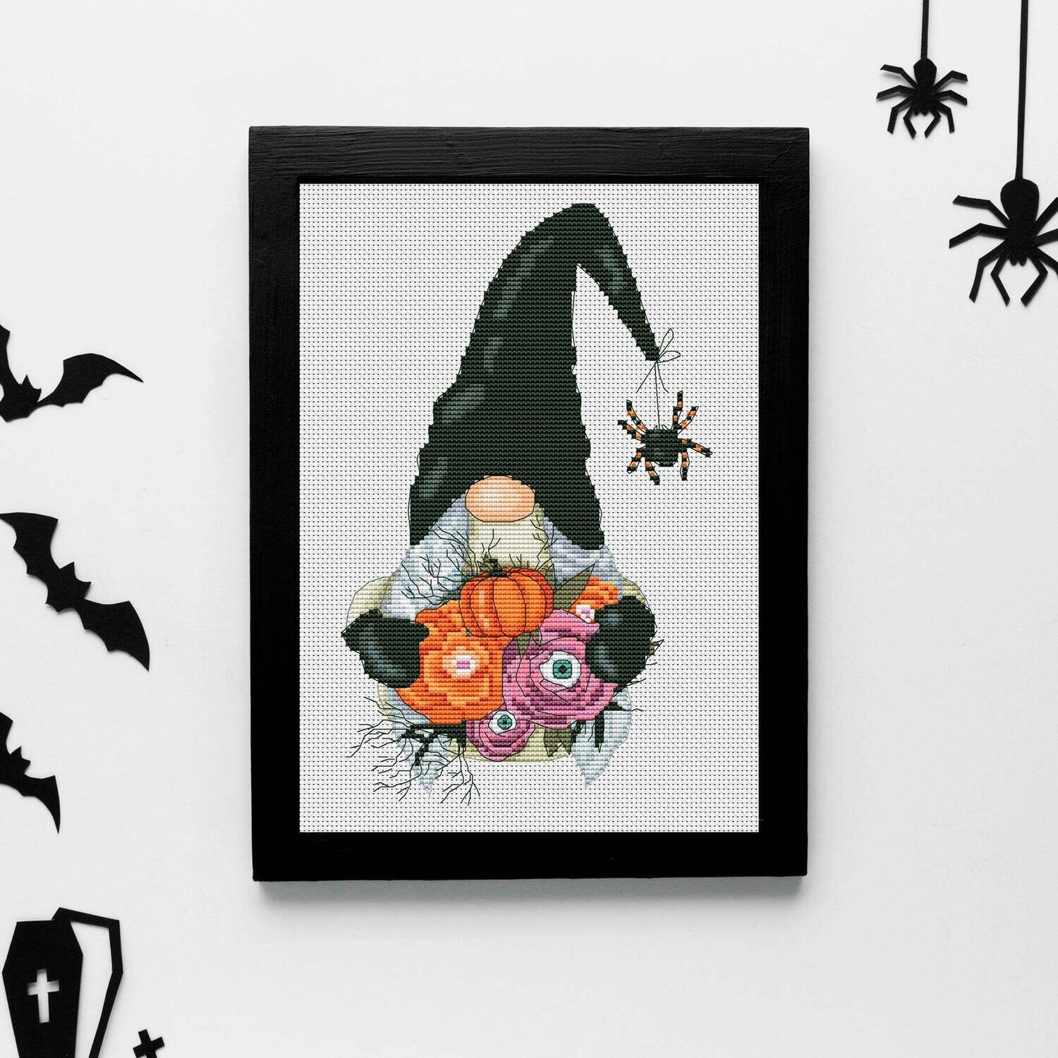 Cross Stitch Halloween, Halloween pattern, Halloween gnome, Halloween embroidery, Halloween xstitch