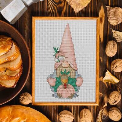 Thanksgiving day gnome, Cross stitch pattern, Turkey cross stitch, Cute cross stitch