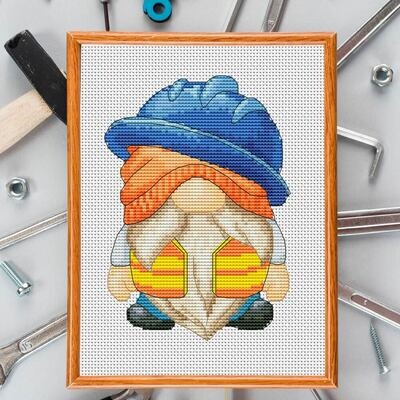Driver gnome, Cross stitch pattern, Counted cross stitch, Gnome cross stitch, Driver cross stitch