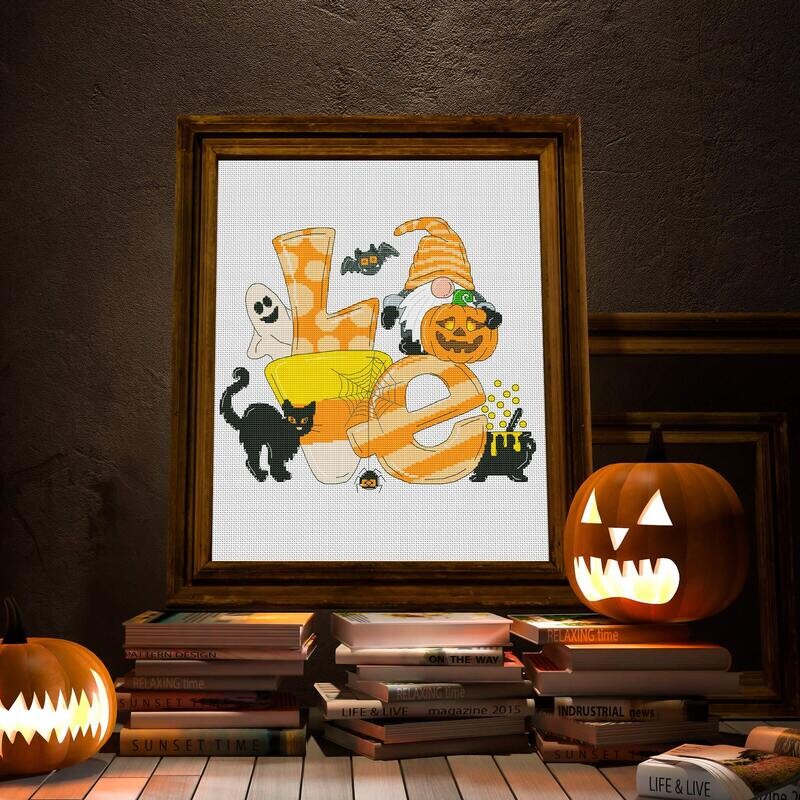 Cross stitch pattern Love Halloween