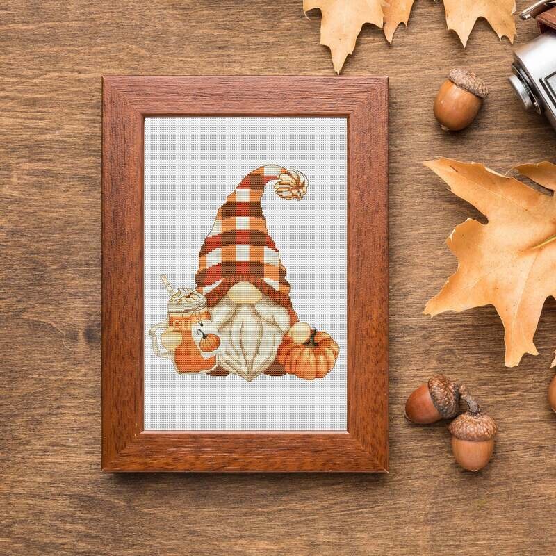 Cross stitch pattern Fall gnome