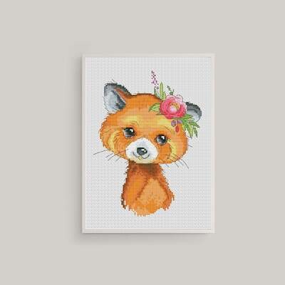 Red panda,  Cross stitch pattern, Animal cross stitch, Counted cross stitch, Cross stitch PDF