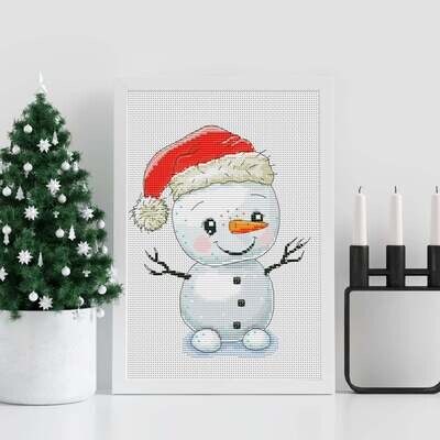 Snowman cross stitch, Christmas stitch, Counted cross stitch