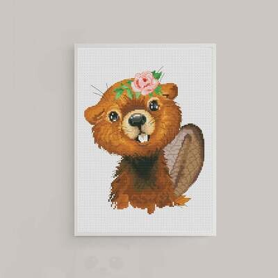 Beaver, Cross stitch pattern, Animal cross stitch, Cute cross stitch