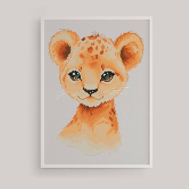Lion cub, Cross stitch pattern, African cross stitch, Animal cross