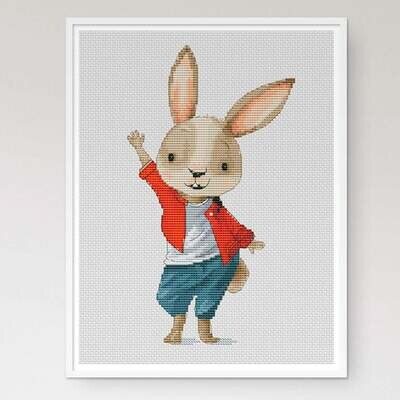 Bunny cross stitch pattern, Animal cross stitch, Hare cross stitch, Nursery cross stitch