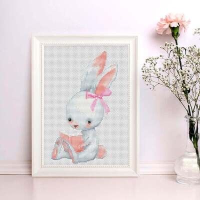 Bunny cross stitch pattern, Animal cross stitch, Cute cross stitch, Nursery stitch