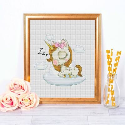 Unicorn cross stitch, Animal cross stitch pattern, Counted cross stitch, Nursery cross stitch