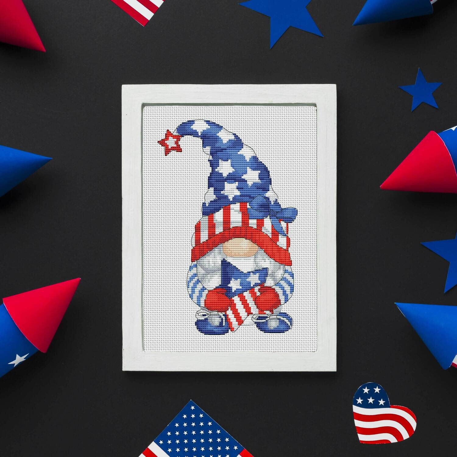 Patriotic girl, Independence day, Cross stitch pattern, Counted cross stitch
