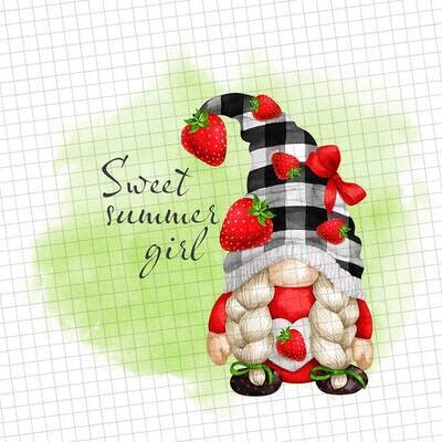 Strawberry girl, Gnomes Clipart, Summer png, Gnomes Sublimation, Summer Clipart,Strawberry png, Sublimation designs,Tumbler template