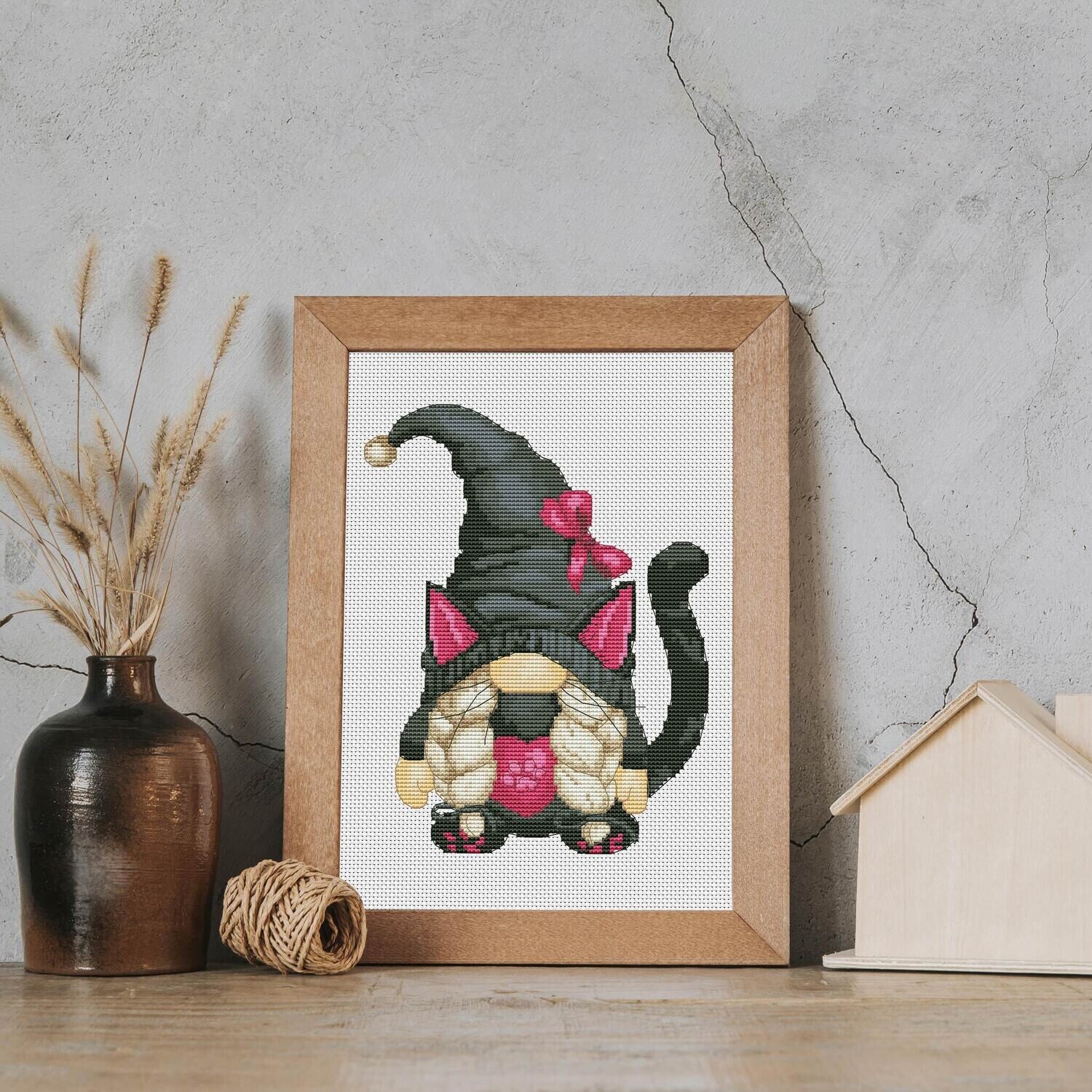 Black cat , Cross stitch, Cross stitch pattern, Gnome cross stitch, Counted cross stitch, Halloween cross stitch, Cat cross stitch