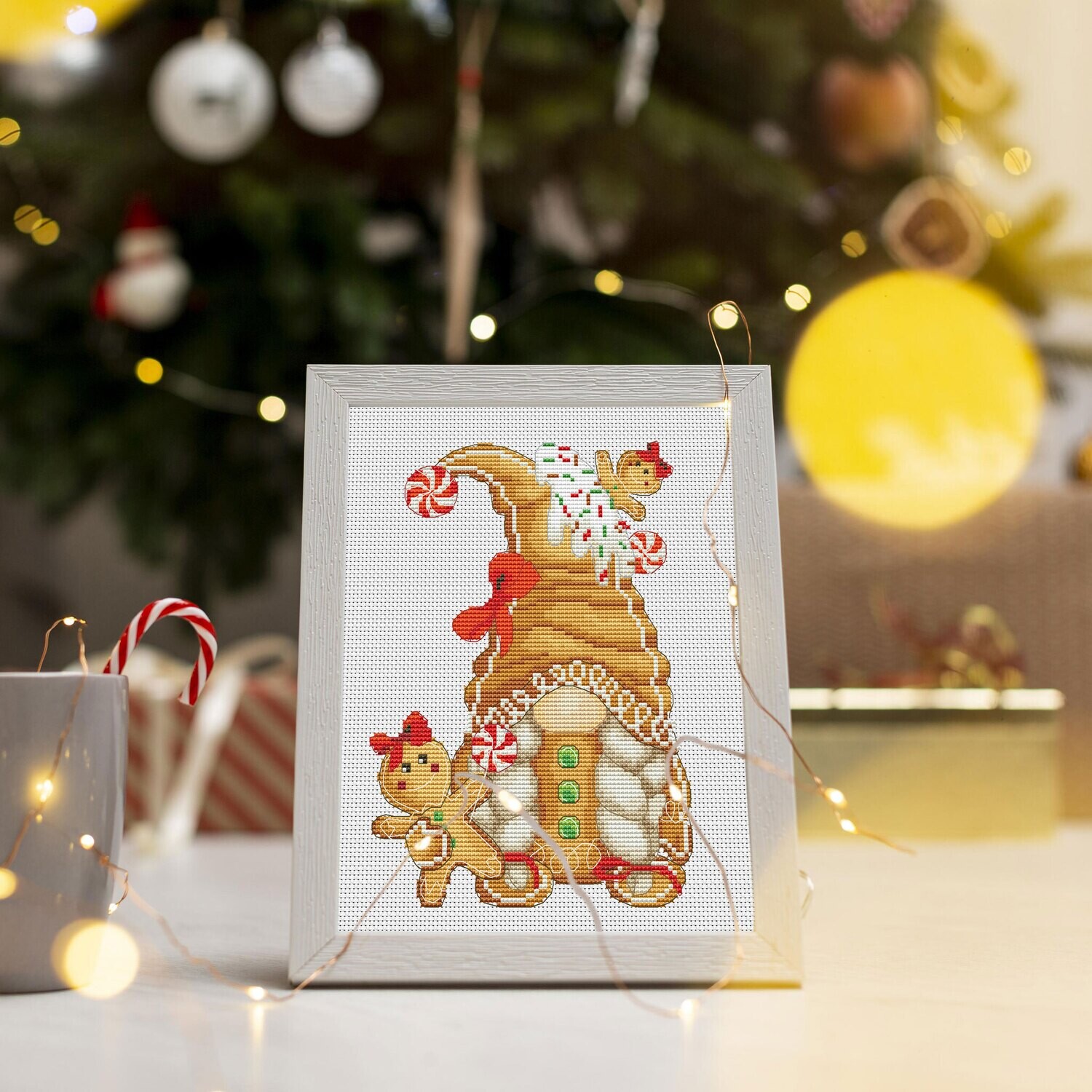 Gingerbread girl, Cross stitch pattern, Gnome cross stitch, Christmas cross stitch, Christmas card, Gingerbread cross stitch