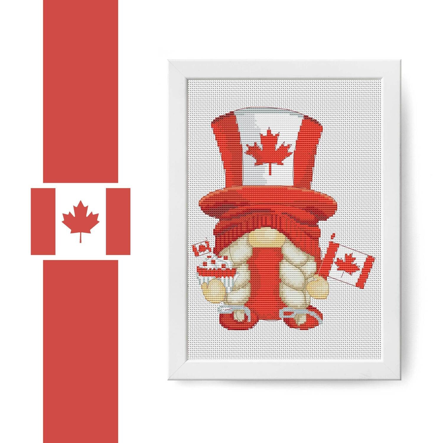 Happy Canada day, Gnome cross stitch, Cross stitch pattern, Modern cross stitch, Canada cross stitch