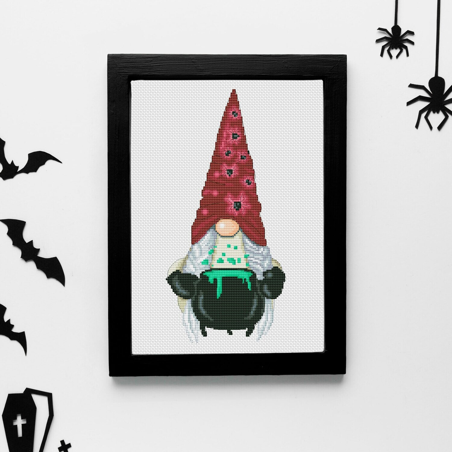Cross Stitch Halloween, Halloween pattern, Halloween gnome, Halloween xstitch
