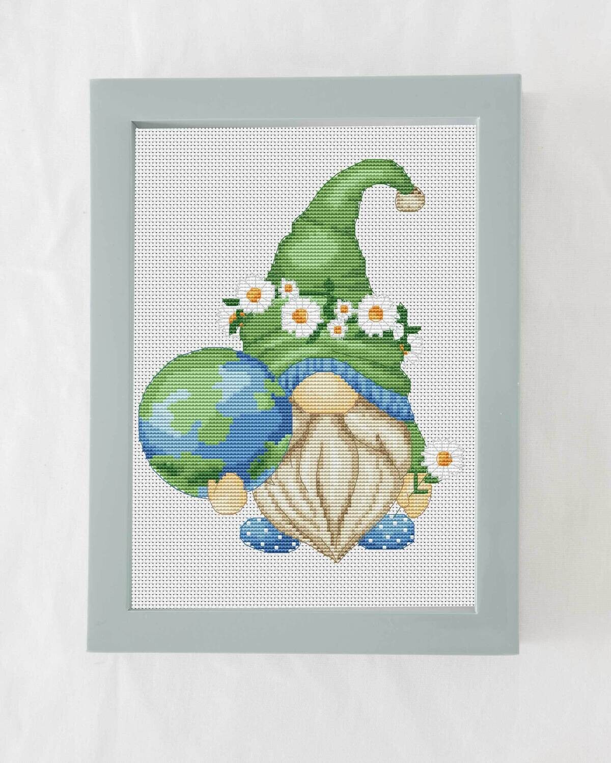 Mother earth day, Gnome cross stitch, Earth cross stitch, Counted cross stitch, Save nature